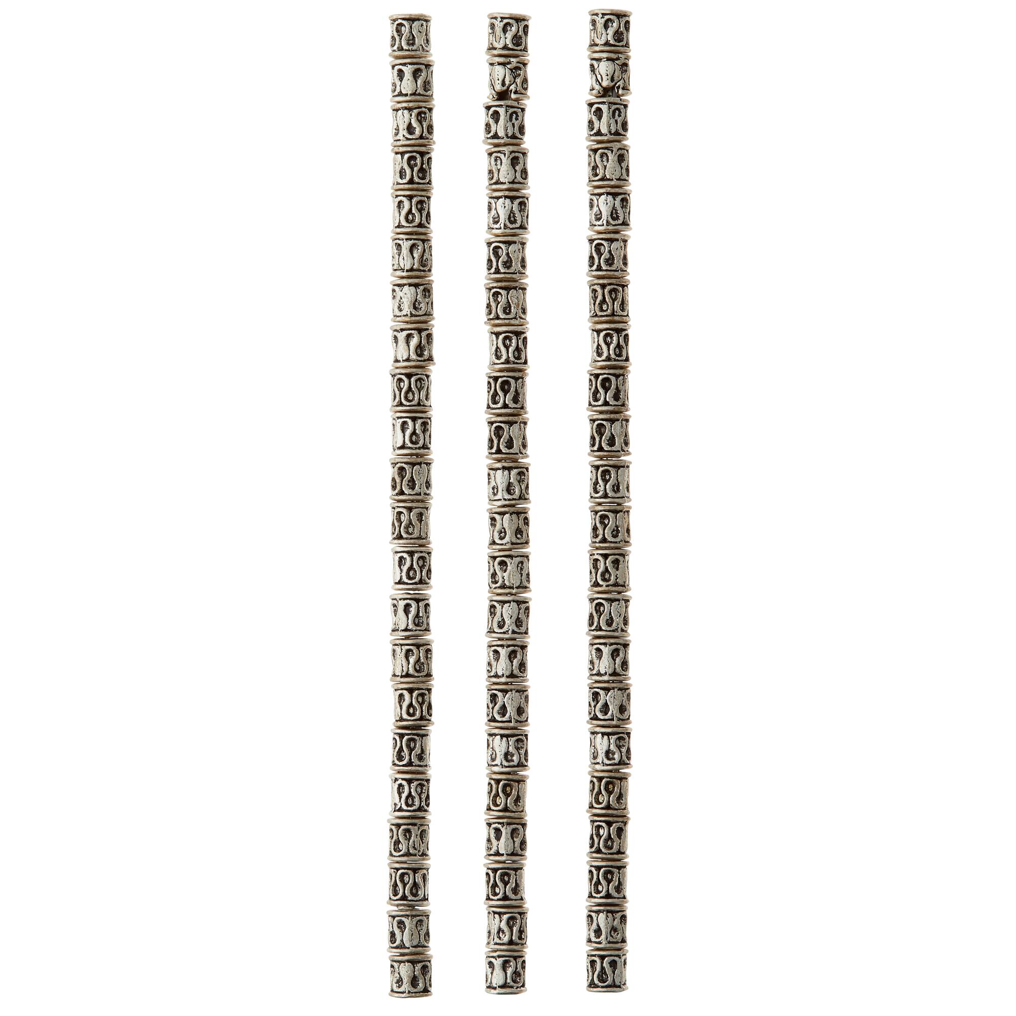 Sterling Silver Plated Snake Design Tube Beads, 6mm by Bead Landing™